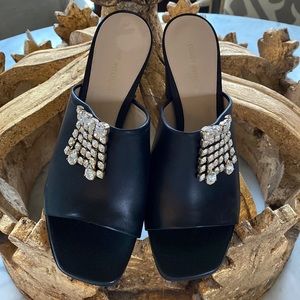Stuart Weitzman Black Leather Mules. NWOT